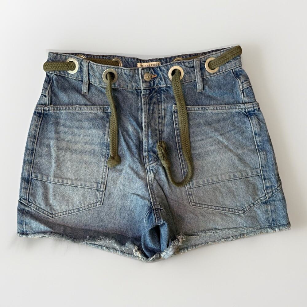 We The Free Moxie Barrel Shorts Women's 27 Blue Denim Free People Summer Glam